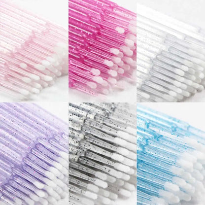 Crystal Disposable Eyelash Brushes & Microbrushes for Precise Lash Extensions, Single-Use Tools for Beauty Professionals