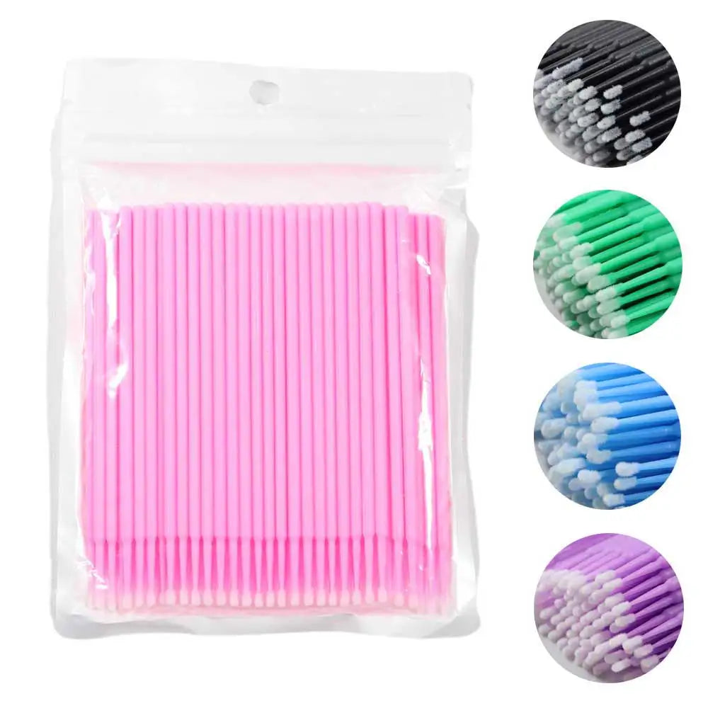 Crystal Disposable Eyelash Brushes & Microbrushes for Precise Lash Extensions, Single-Use Tools for Beauty Professionals