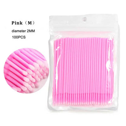 Crystal Disposable Eyelash Brushes & Microbrushes for Precise Lash Extensions, Single-Use Tools for Beauty Professionals
