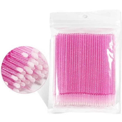 Crystal Disposable Eyelash Brushes & Microbrushes for Precise Lash Extensions, Single-Use Tools for Beauty Professionals