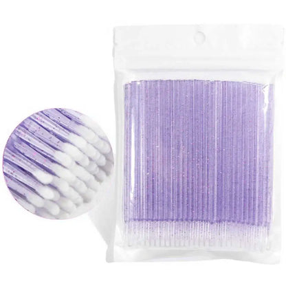 Crystal Disposable Eyelash Brushes & Microbrushes for Precise Lash Extensions, Single-Use Tools for Beauty Professionals