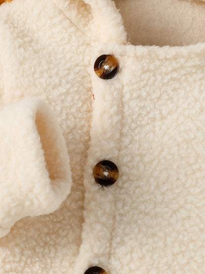 Cut Lovely Newborn Baby Girl Boy Fleece Jumpsuit Autumn Winter Solid Color, Long Sleeve Full Length Hooded Warm Romper