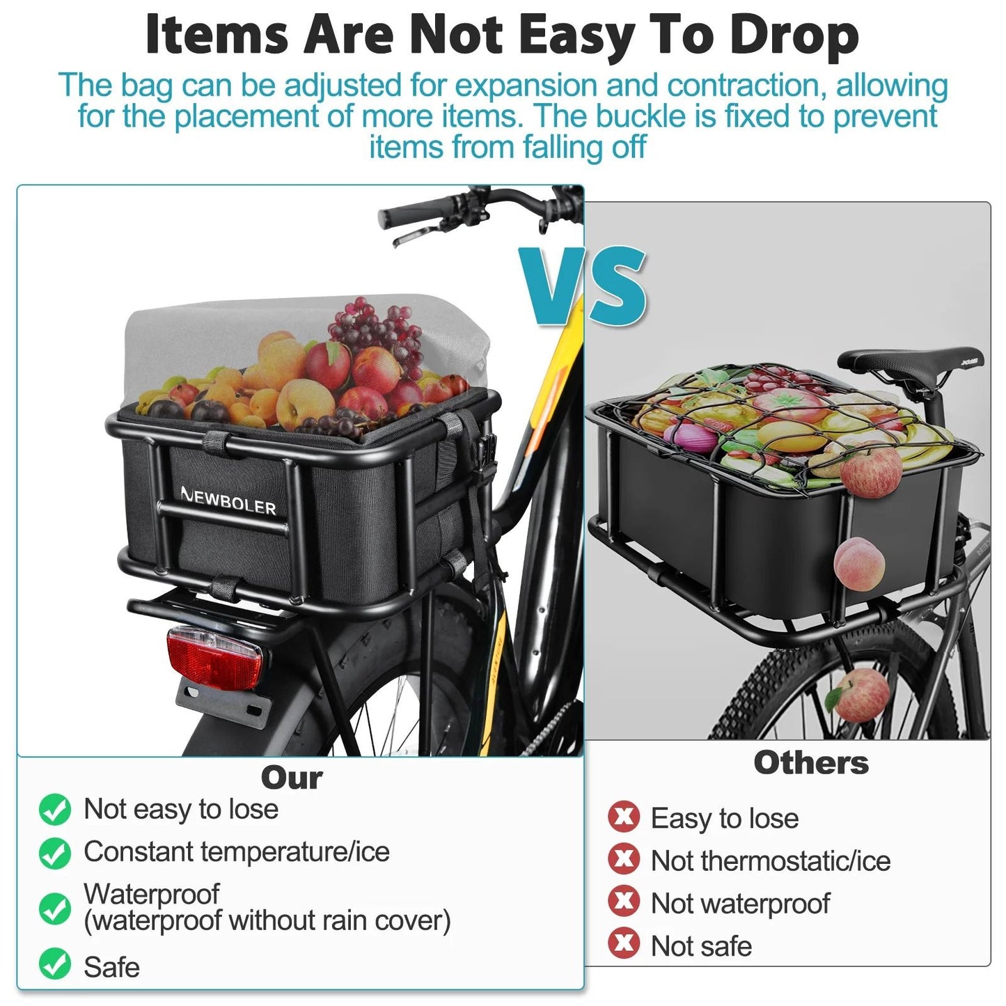 Rear Bike Basket with Large Capacity Cargo Rack