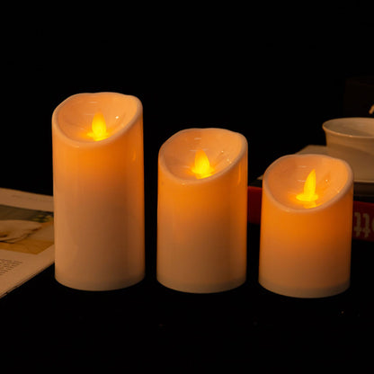 Remote Control Moving Wick LED Decorative Candles, Battery Dancing Wedding Pillar Candles With Realistic Flame