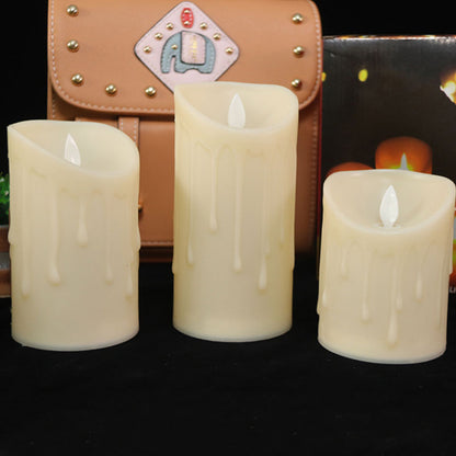 Remote Control Moving Wick LED Decorative Candles, Battery Dancing Wedding Pillar Candles With Realistic Flame