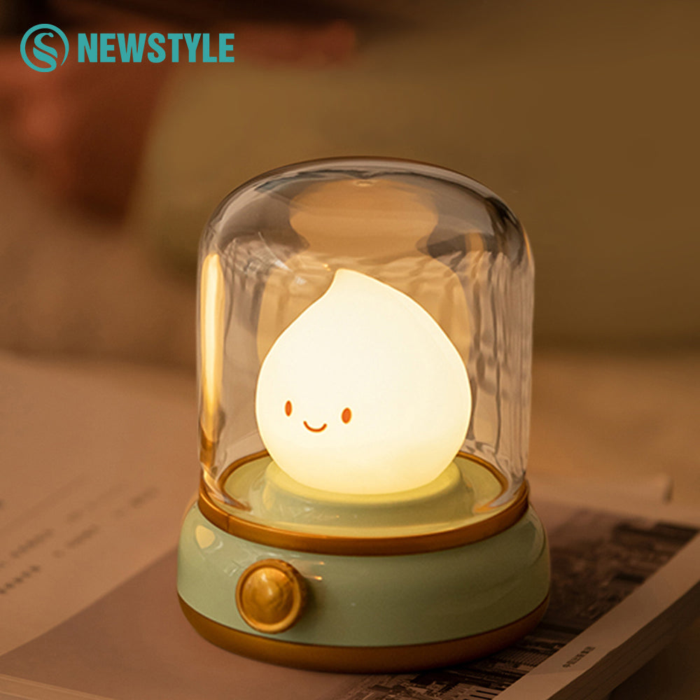 USB Rechargeable Kerosene LED Night Light Cute Flameless Candle Light with Two Modes, Dimmable Camping Lamp for Bedroom