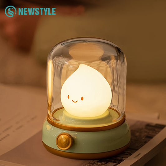 USB Rechargeable Kerosene LED Night Light Cute Flameless Candle Light with Two Modes, Dimmable Camping Lamp for Bedroom