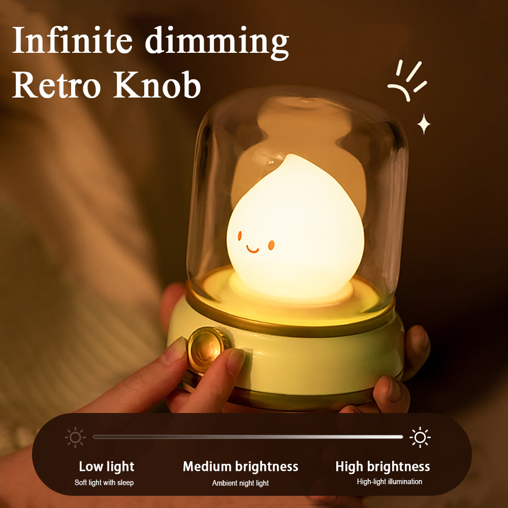 USB Rechargeable Kerosene LED Night Light Cute Flameless Candle Light with Two Modes, Dimmable Camping Lamp for Bedroom