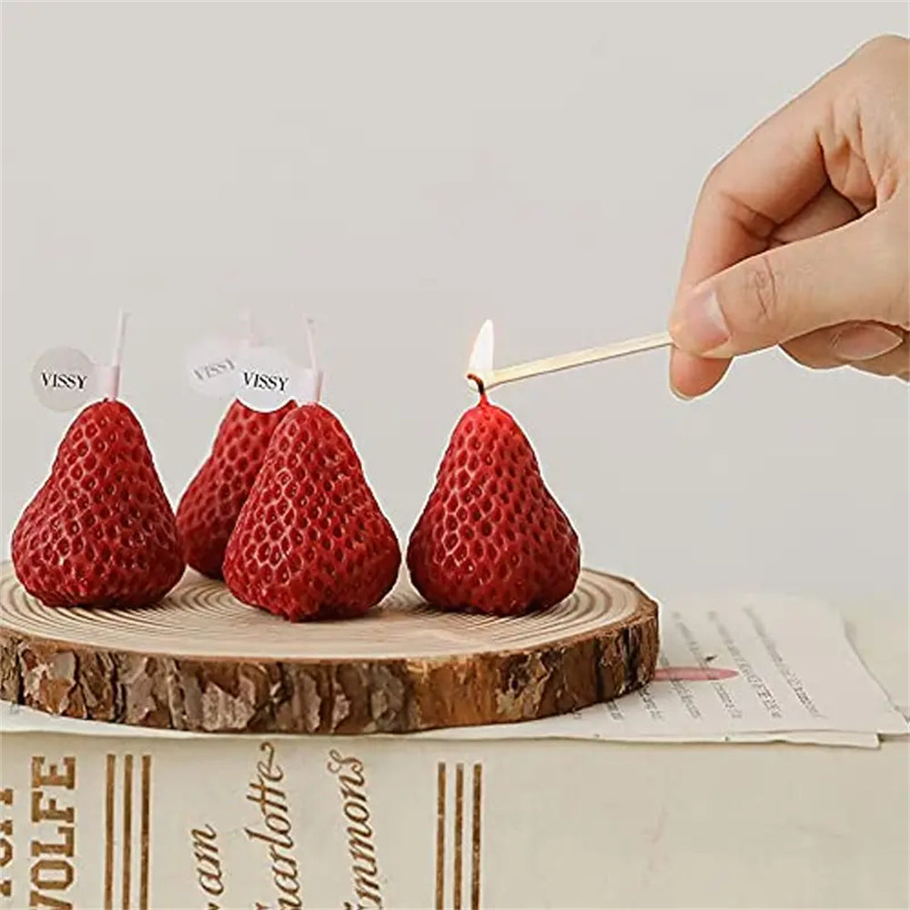Strawberry Shaped Soy Wax Candles Set, Fruit Aroma, Smokeless Candles for Meditation, Mood Boosting, Weddings