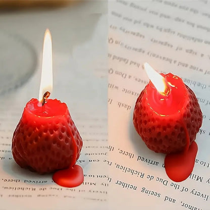 Strawberry Shaped Soy Wax Candles Set, Fruit Aroma, Smokeless Candles for Meditation, Mood Boosting, Weddings
