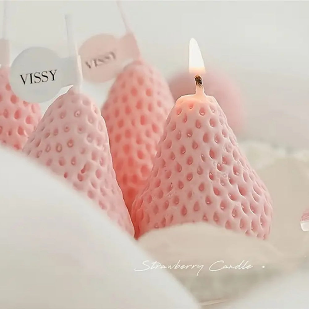 Strawberry Shaped Soy Wax Candles Set, Fruit Aroma, Smokeless Candles for Meditation, Mood Boosting, Weddings