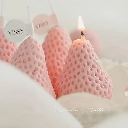 Strawberry Shaped Soy Wax Candles Set, Fruit Aroma, Smokeless Candles for Meditation, Mood Boosting, Weddings