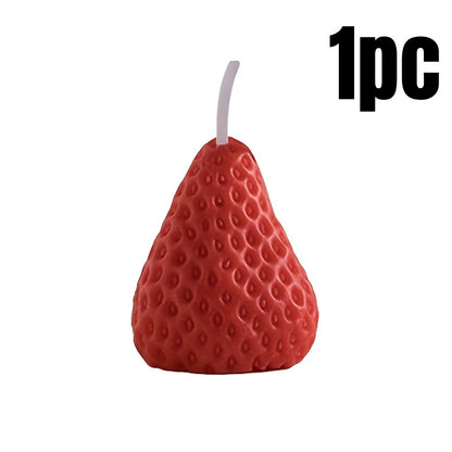 Strawberry Shaped Soy Wax Candles Set, Fruit Aroma, Smokeless Candles for Meditation, Mood Boosting, Weddings