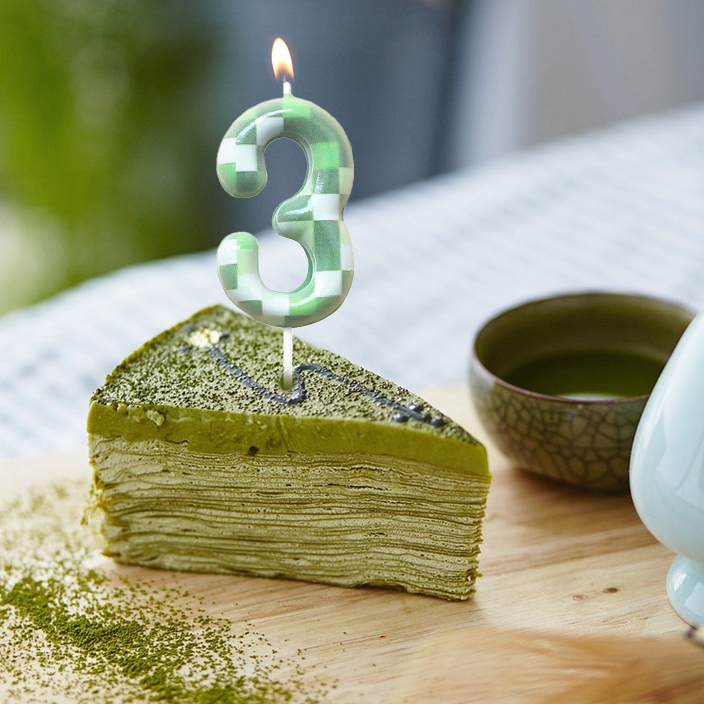 Green Candle Birthday Party Pixel Theme Birthday Party Video Game Party Decoration Cake Top Digital Candles for Kids