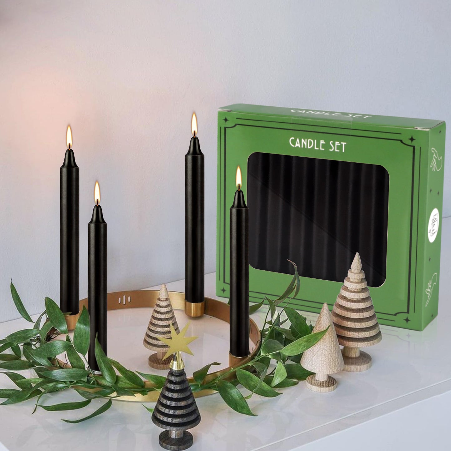 Black Pole Waxs, High-Quality, Drip-Free, Smoke-Free, Fragrance-Free Dinner Candles, Ideal for Home, Church, Family