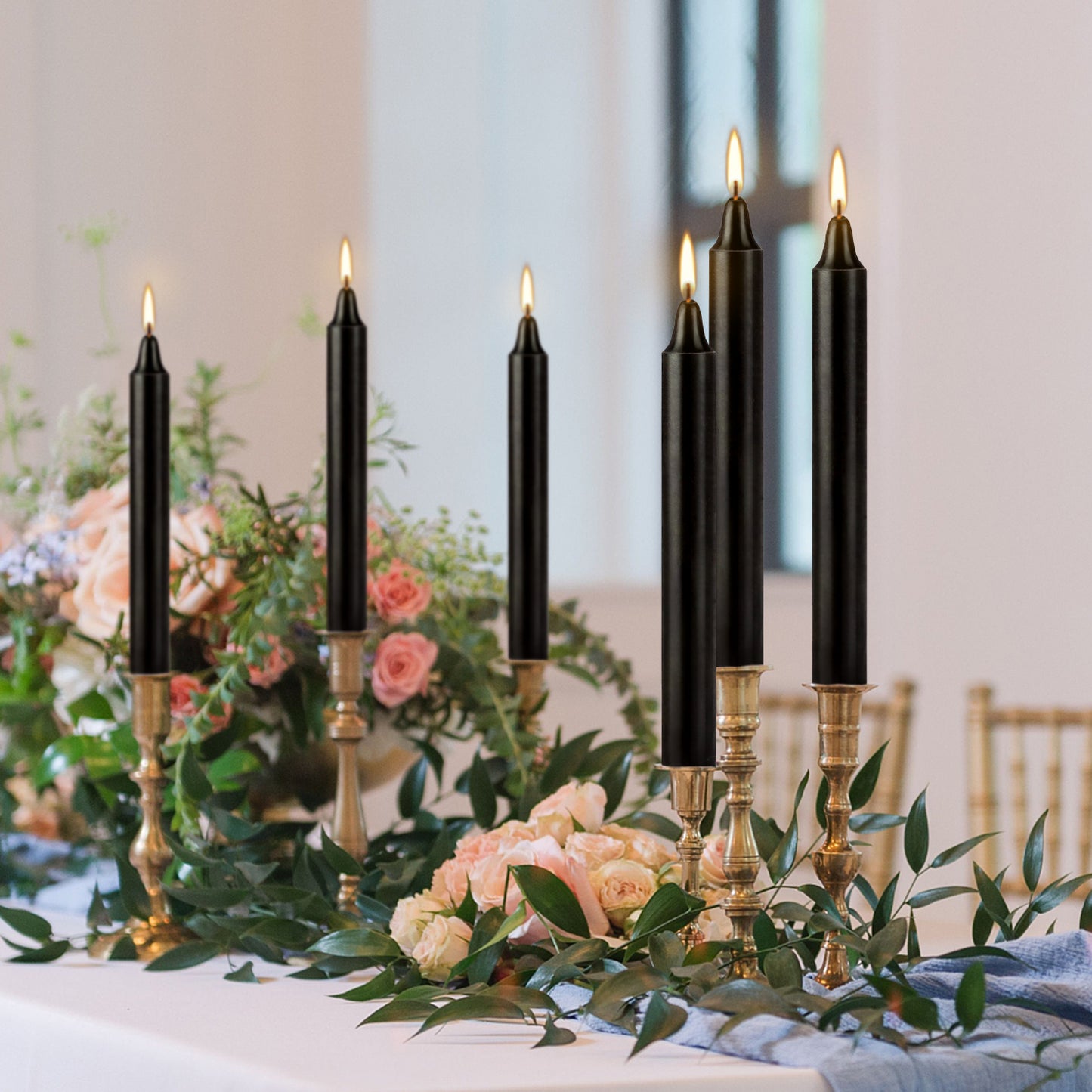 Black Pole Waxs, High-Quality, Drip-Free, Smoke-Free, Fragrance-Free Dinner Candles, Ideal for Home, Church, Family