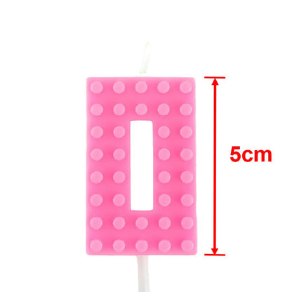 Gradient Colorful Pixel Block Digital Candle Number Cake & Cupcake Topper for Birthday Party Dessert Table Dress Up