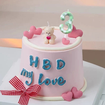 Digital Cake Candle Set for Green Theme, Creative Birthday Cake Topper, Decorative Green Party Cake Candles