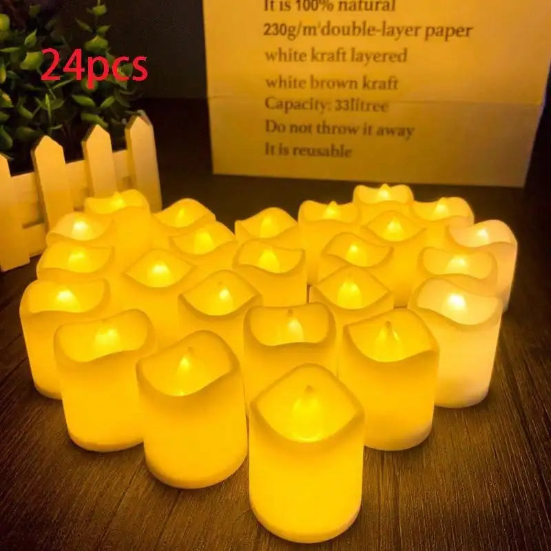 LED Candle Tea Lights Battery Operated Red Shells Romantic Decoration, Flameless Tea Lights for Weddings, Events