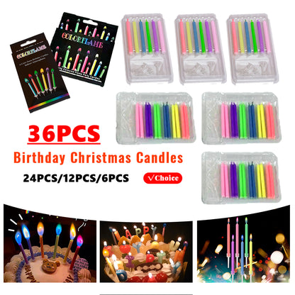 Environmentally Friendly Birthday Christmas Candles, Novelty Super Bright Decorations with Colorful Flame Effect