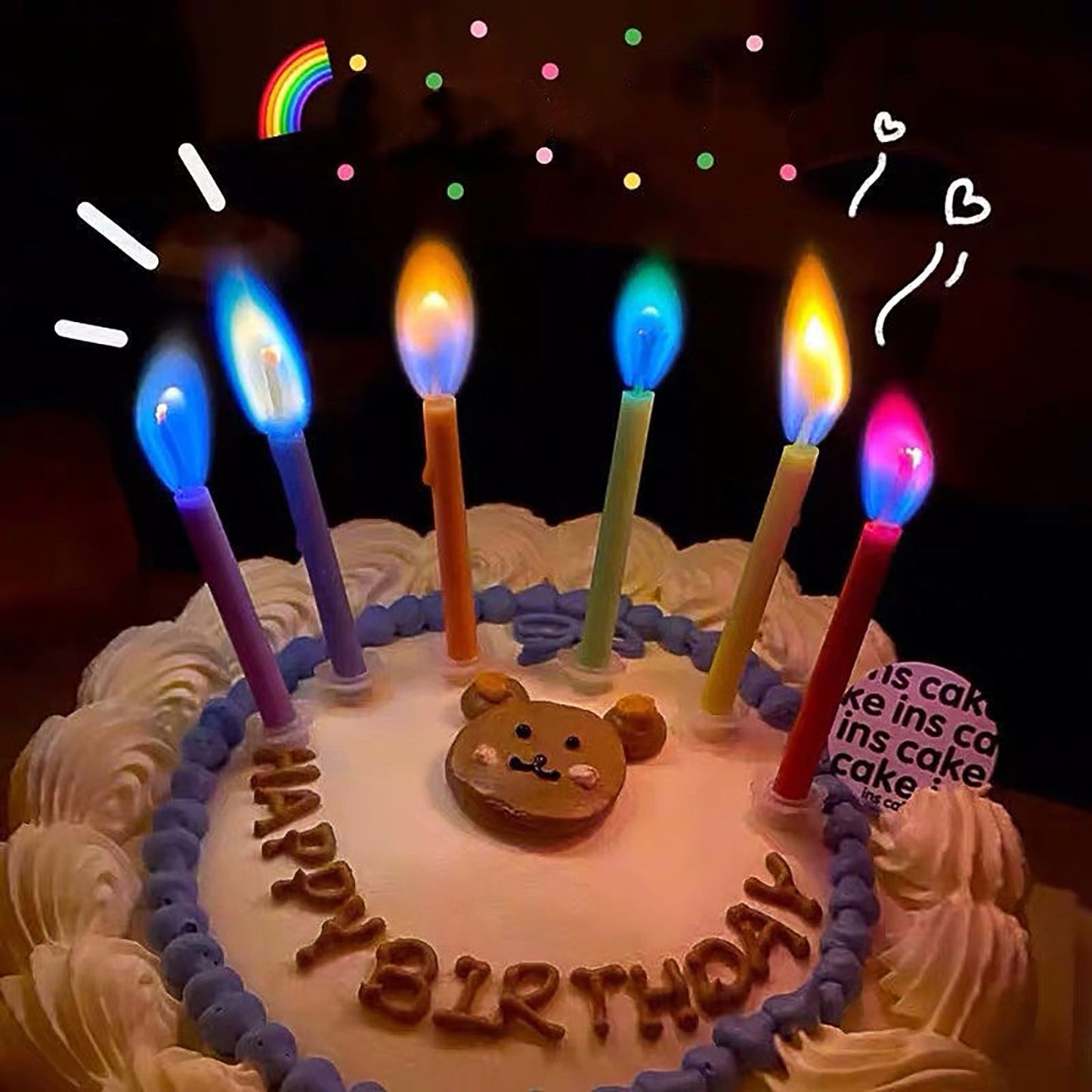 Environmentally Friendly Birthday Christmas Candles, Novelty Super Bright Decorations with Colorful Flame Effect
