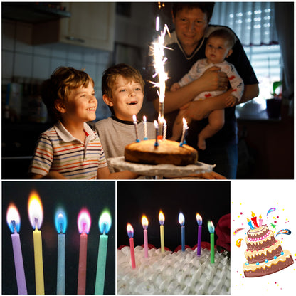 Environmentally Friendly Birthday Christmas Candles, Novelty Super Bright Decorations with Colorful Flame Effect