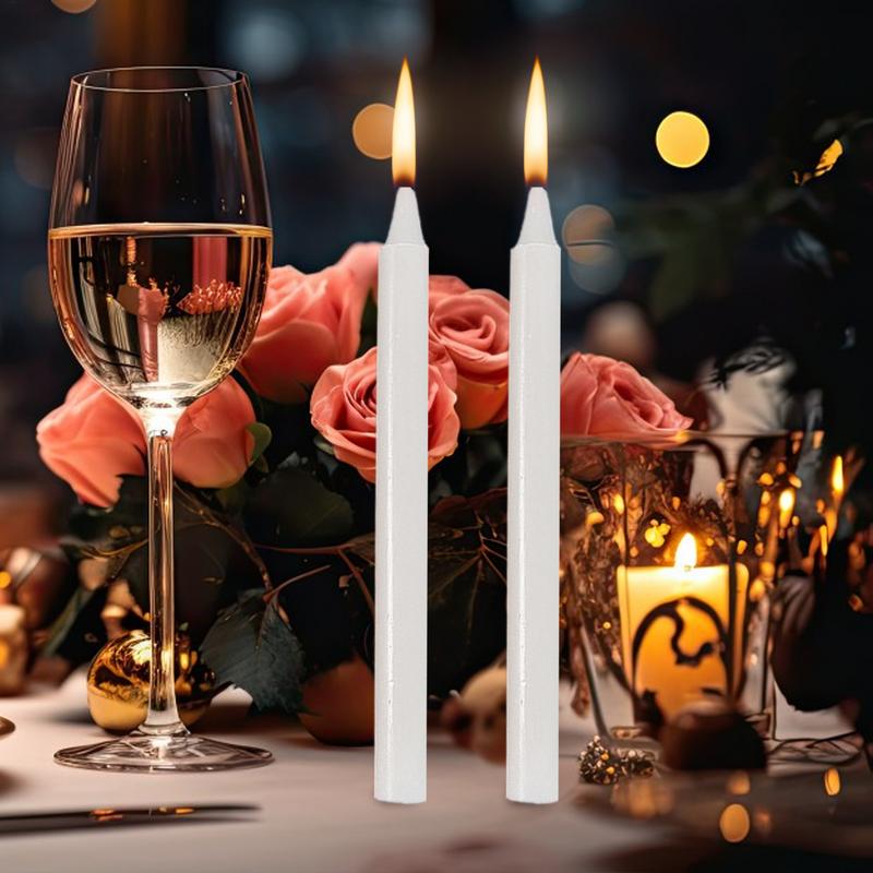 Short Taper Candles, Natural Wax Unscented Candle Survival Supplies for Wedding, Home & Special Occasions