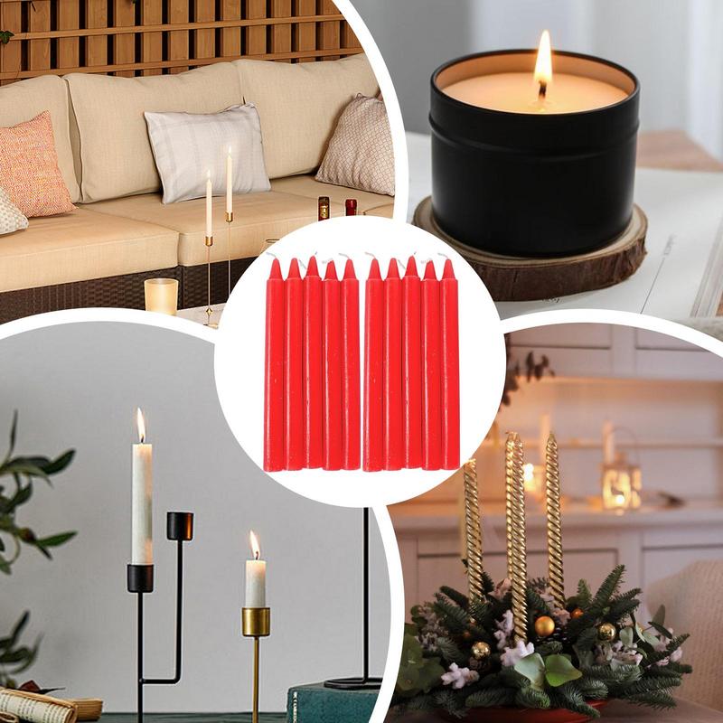Short Taper Candles, Natural Wax Unscented Candle Survival Supplies for Wedding, Home & Special Occasions