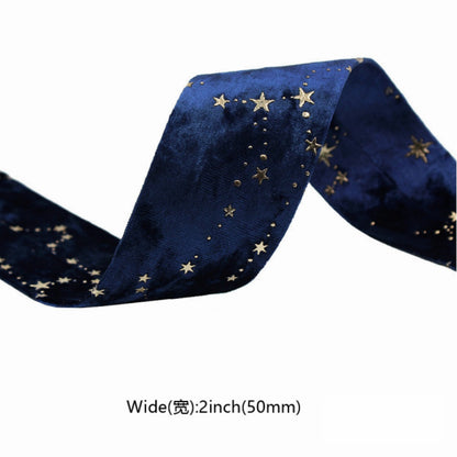 Velvet Ribbons Double sided, Hot Stamping Stars, DIY Gift Wrapping, Wedding Bouquet, Christmas Party Decor, Party