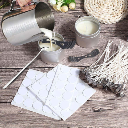 Pre-Waxed Cotton Core Candle Wicks, Smokeless Candle Wicks with Metal Sustainer Tabs, DIY Handmade Candle Tools