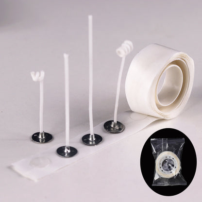 Pre-Waxed Cotton Core Candle Wicks, Smokeless Candle Wicks with Metal Sustainer Tabs, DIY Handmade Candle Tools