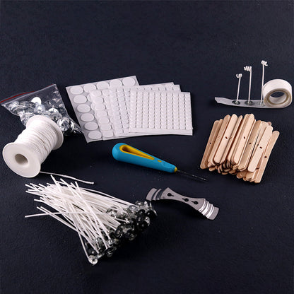 Pre-Waxed Cotton Core Candle Wicks, Smokeless Candle Wicks with Metal Sustainer Tabs, DIY Handmade Candle Tools