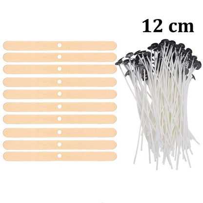 Pre-Waxed Cotton Core Candle Wicks, Smokeless Candle Wicks with Metal Sustainer Tabs, DIY Handmade Candle Tools