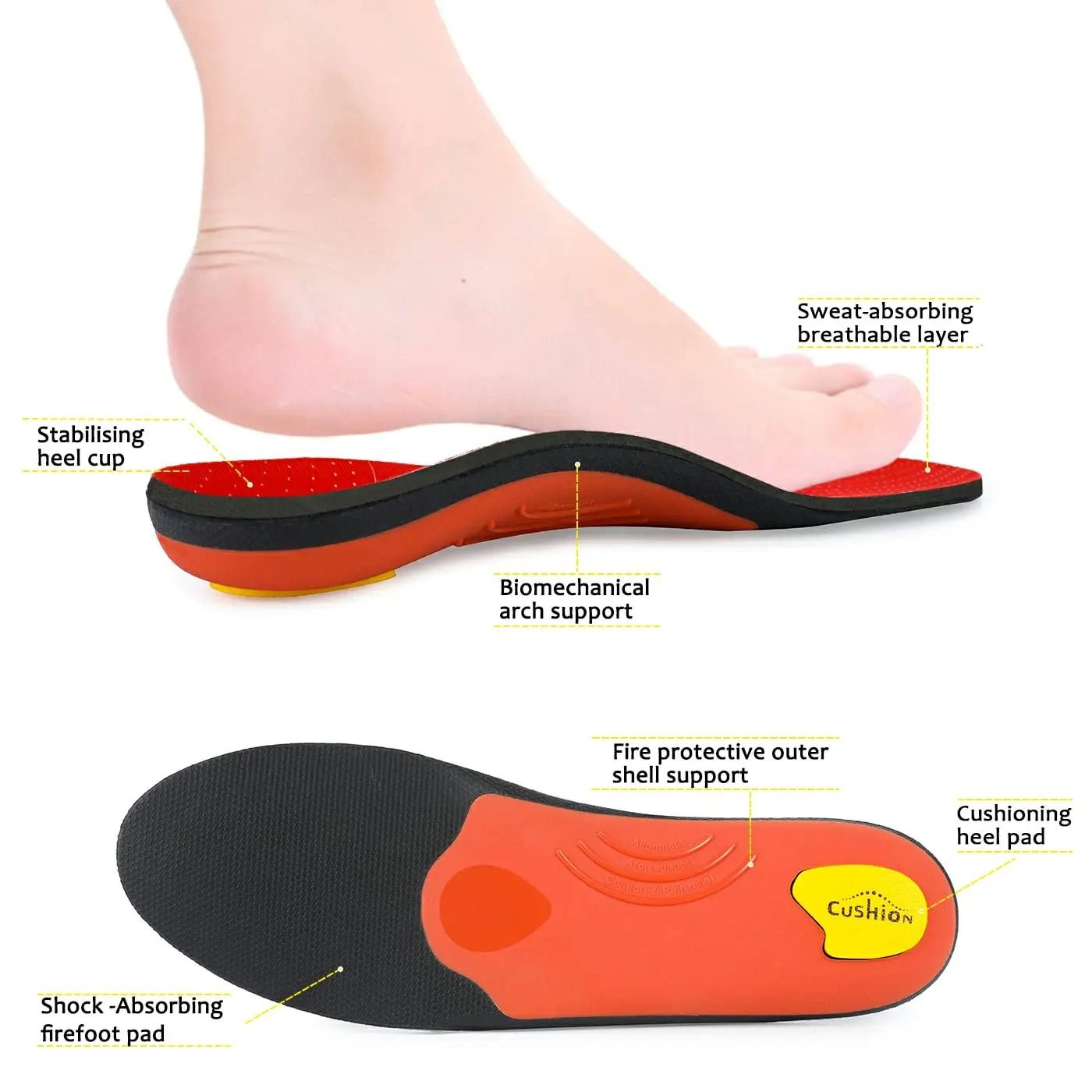 Orthopedic Sport Insoles for Plantar Fasciitis and Flat Feet Support