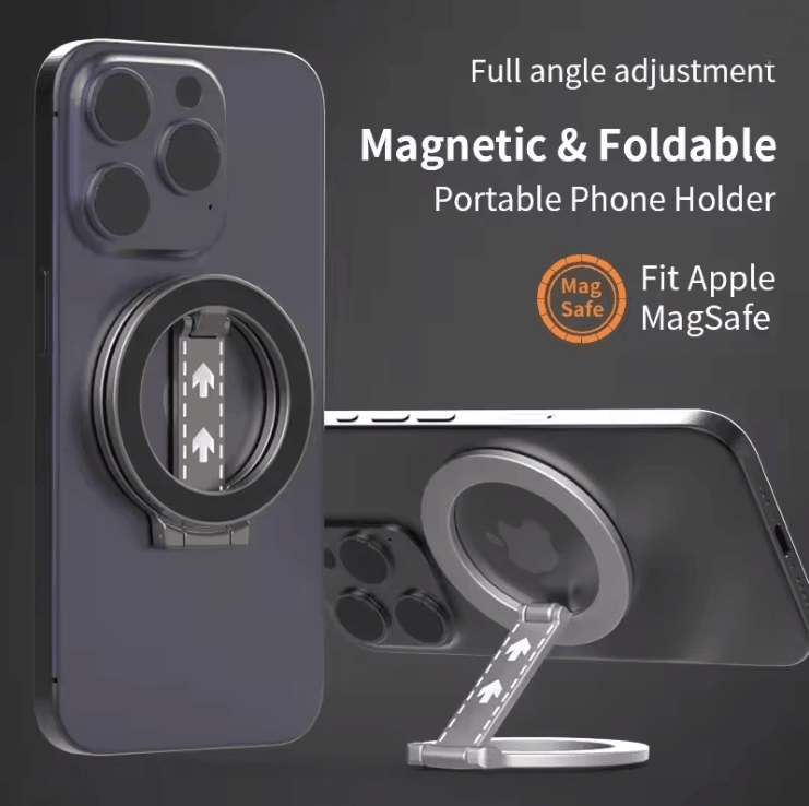 Double Sided Magnetic Phone Ring Holder with MagSafe Kickstand and Grip
