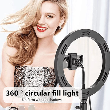 Dimmable LED Ring Light with Tripod and Phone Holder for Videos