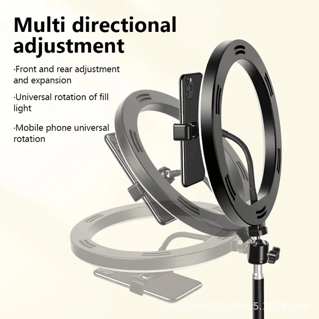Dimmable LED Ring Light with Tripod and Phone Holder for Videos