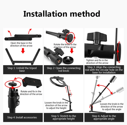 Dimmable LED Ring Light with Tripod and Phone Holder for Videos
