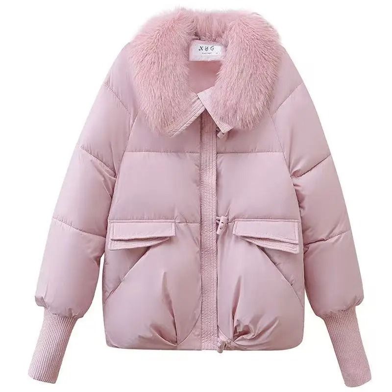 Women Winter Padded Jacket with Fur Collar Lightweight Down Cotton Coat