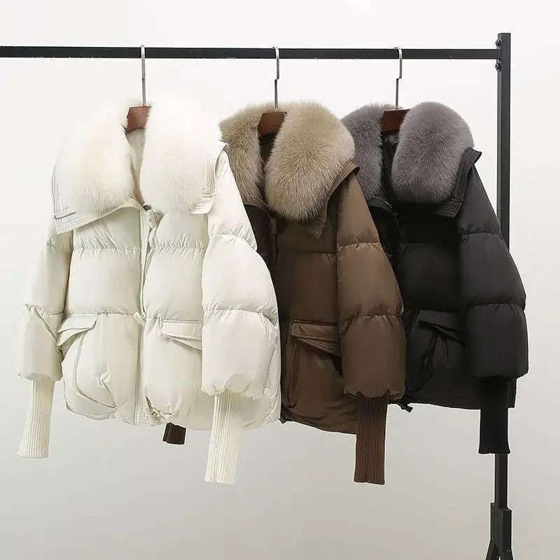 Women Winter Padded Jacket with Fur Collar Lightweight Down Cotton Coat