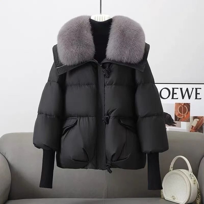 Women Winter Padded Jacket with Fur Collar Lightweight Down Cotton Coat