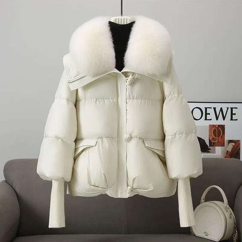 Women Winter Padded Jacket with Fur Collar Lightweight Down Cotton Coat