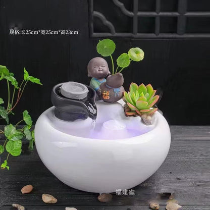 Ceramic Cat Water Fountain – Creative Desktop Waterfall & Indoor Pet Fountain