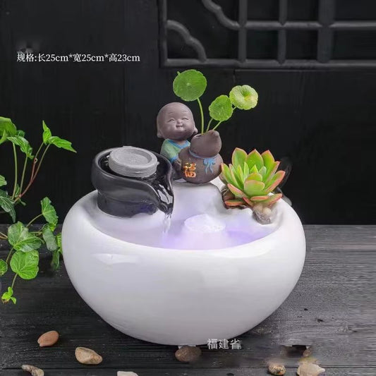Ceramic Cat Water Fountain – Creative Desktop Waterfall & Indoor Pet Fountain