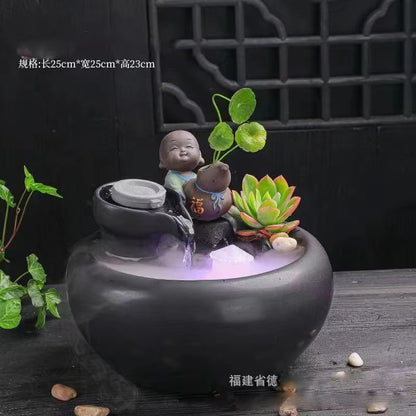 Ceramic Cat Water Fountain – Creative Desktop Waterfall & Indoor Pet Fountain