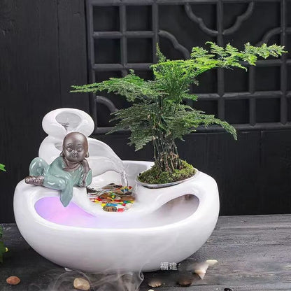 Ceramic Cat Water Fountain – Creative Desktop Waterfall & Indoor Pet Fountain
