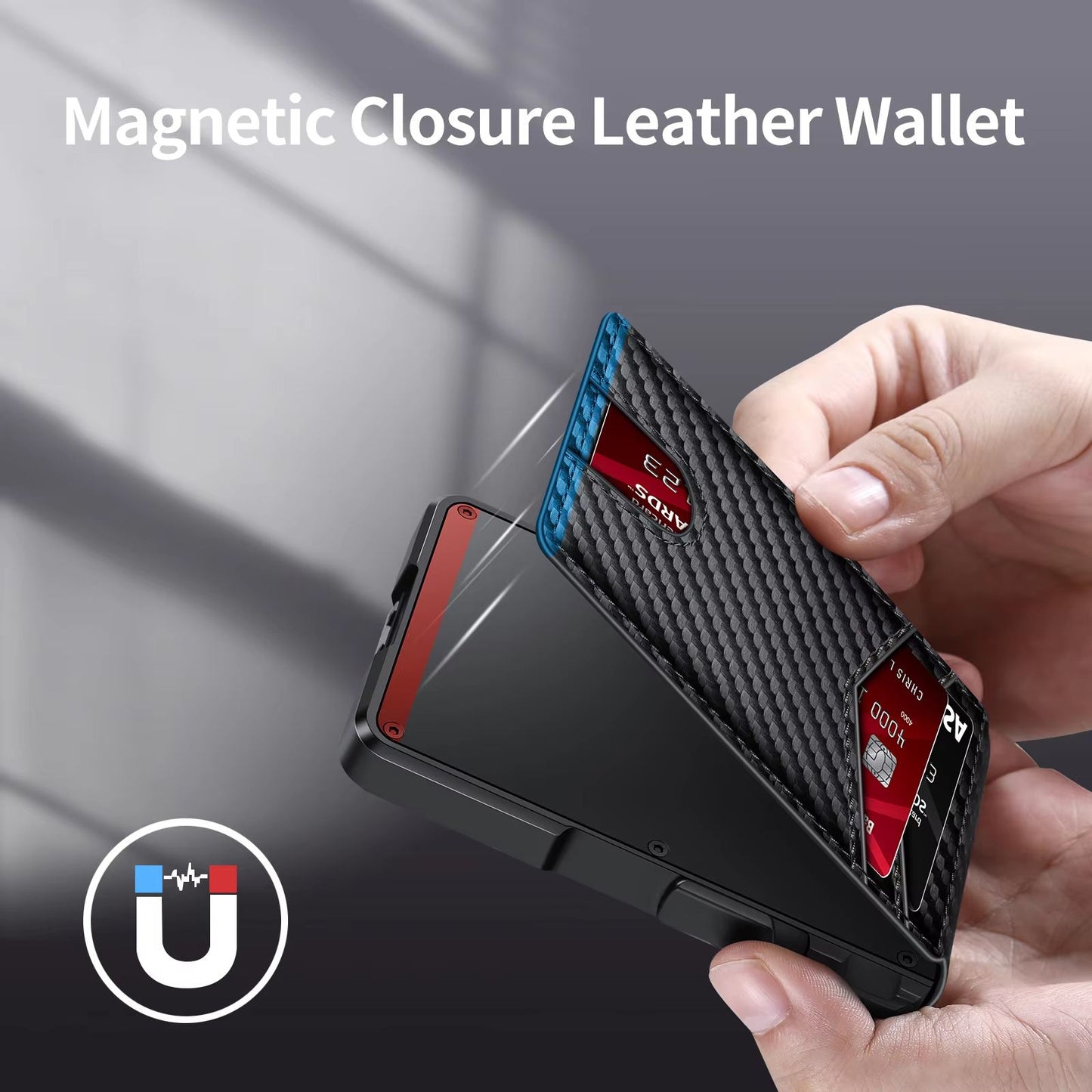 Minimalist RFID Blocking Wallet for Men, Slim Metal Credit Card Wallet with Pop-Up Card Holder and Money Clip
