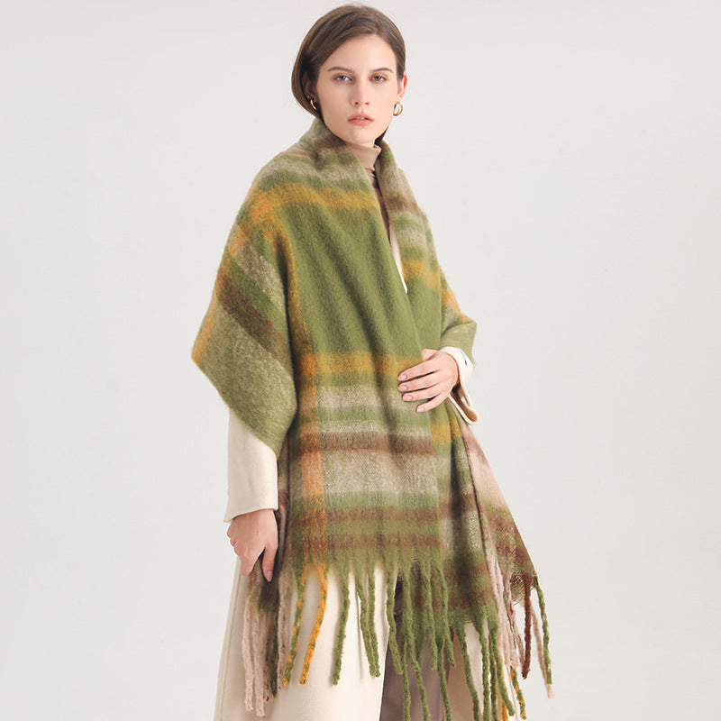 Thick Warm Korean Winter Imitation Cashmere Scarf with Tassels, Student Neck Shawl, Bufanda Blanket Wrap
