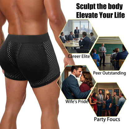 Men's Butt Enhancer Underwear, Sexy Boxer Shorts with Removable Padded Hip Lifter, Soft Shapewear & High Stretch Mesh