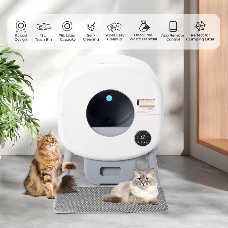 Extra Large Self-Cleaning Litter Box – Automatic Cat Toilet with App Control, Odor-Free System & Ambient Light